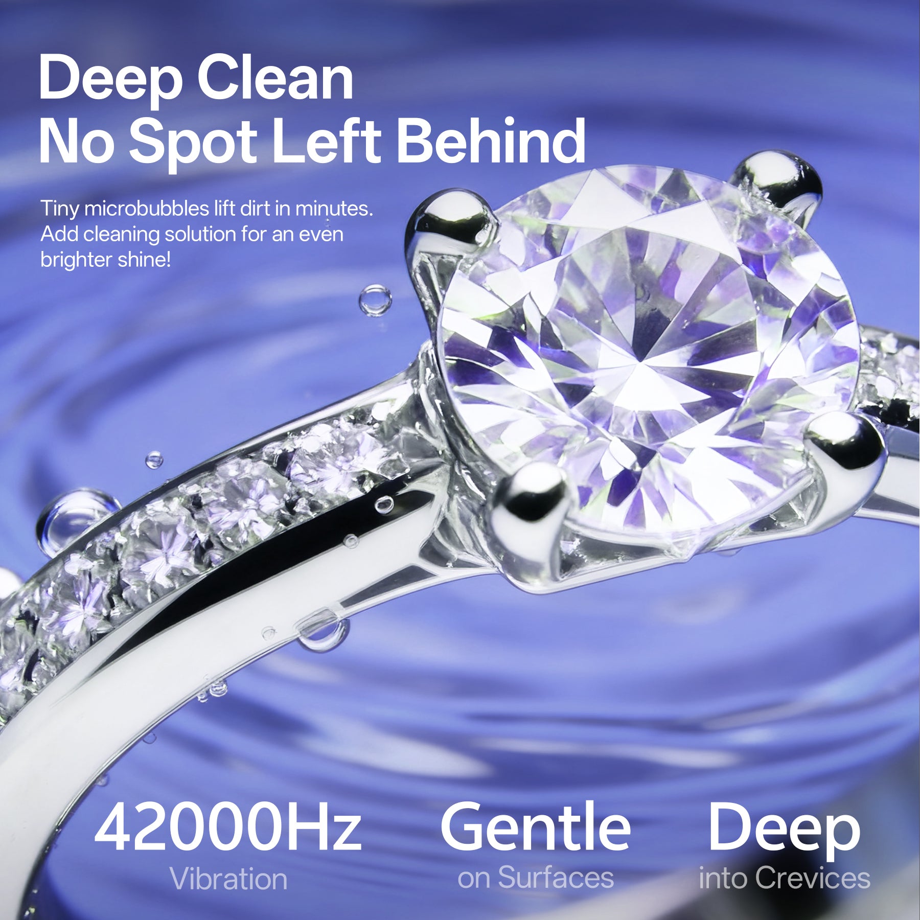 Ultrasonic Jewelry Cleaner , 45KHz Retainer Cleaner Ultrasonic Professional for Dentures, Ring, Earrings Sterling Silver Deep Cleaning with 4 Modes, Timer, Low Noise，White