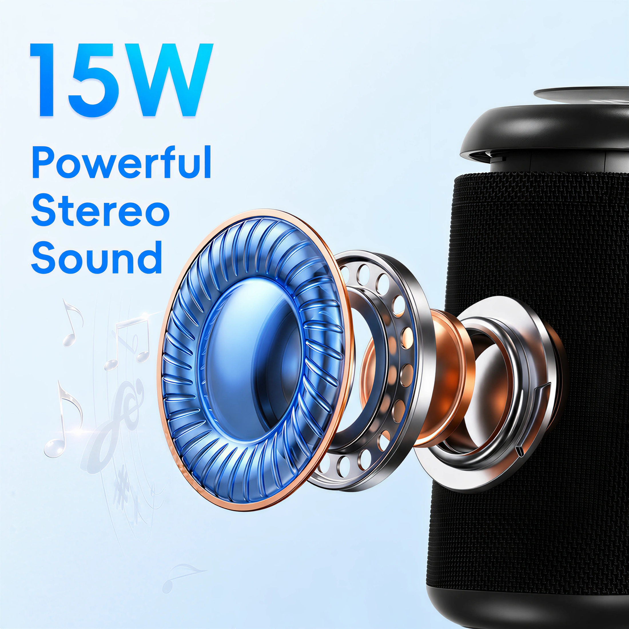 Portable Bluetooth Speaker, IPX5 Waterproof Bluetooth Speakers with Loud Stereo Sound, 15H Playtime & Colorful Lights, Small Wireless Speaker for Outdoor/Home/Party/Beach, Gift Ideas