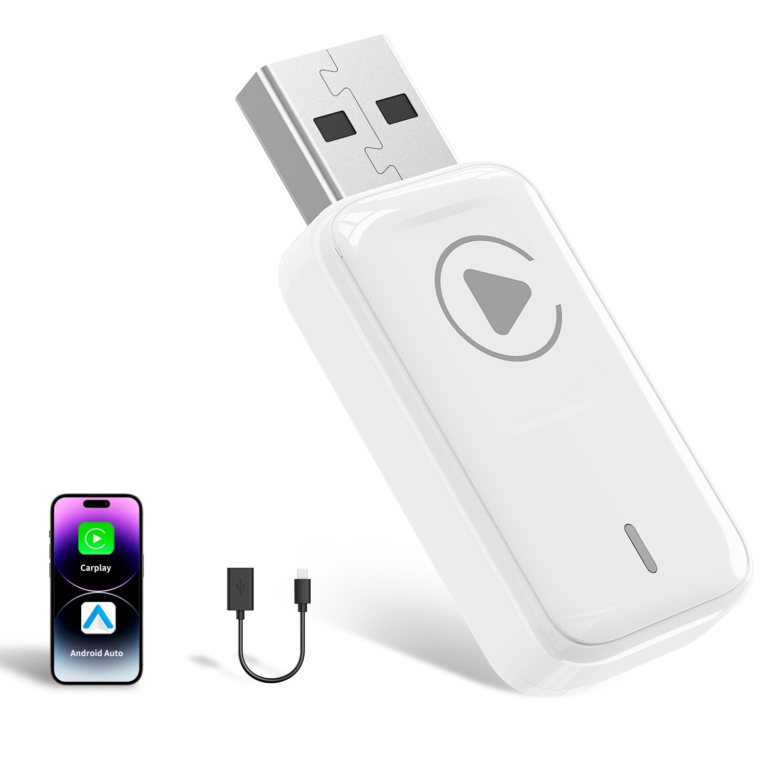 Wireless CarPlay Adapter, 2-in-1 Plug & Play , Android Auto, Converts Wired to Wireless, Auto Connect, No Latency for Apple iPhone iOS 10+ and Cars from 2015+
