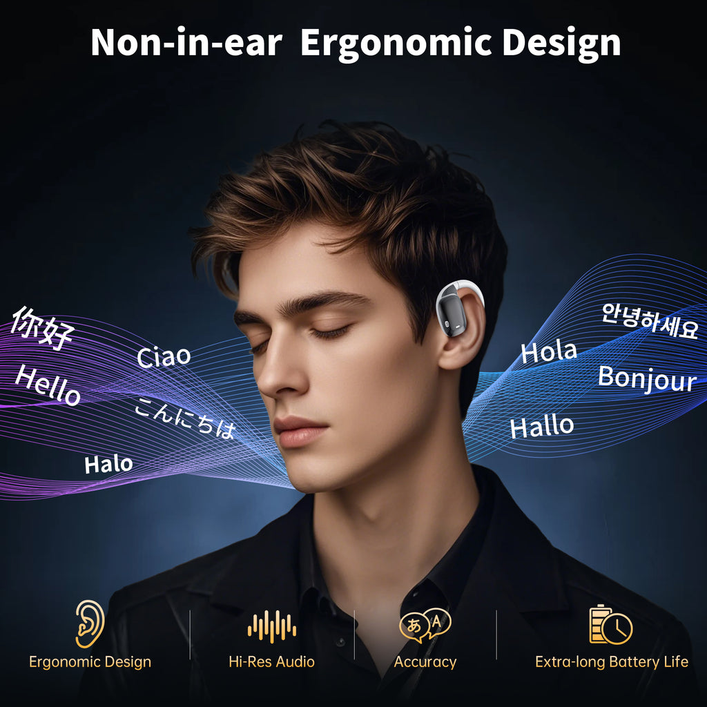 AI Translation Earbuds Real Time, Wireless Bluetooth Headphones, 144 Languages Two-Way Translator, iOS & Android Compatible, for Travel, Business, Learning,sports