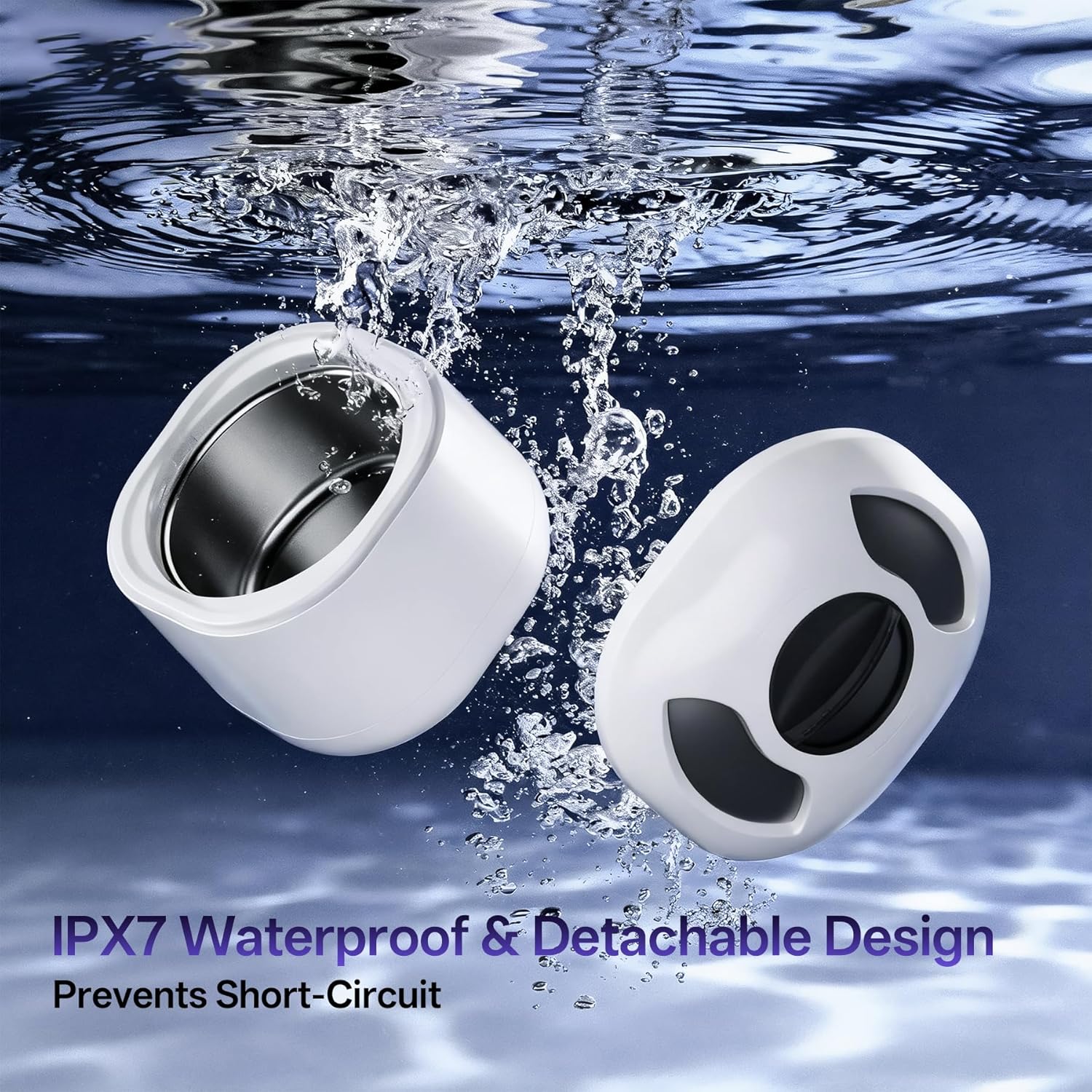 Ultrasonic Jewelry Cleaner with Detachable Tank – 42kHz Deep Cleaning for Rings, Necklaces, Makeup Brushes, UV Light, 4 Modes, Quiet Operation, IPX7 Waterproof – Also Ideal for Retainers & Dentures