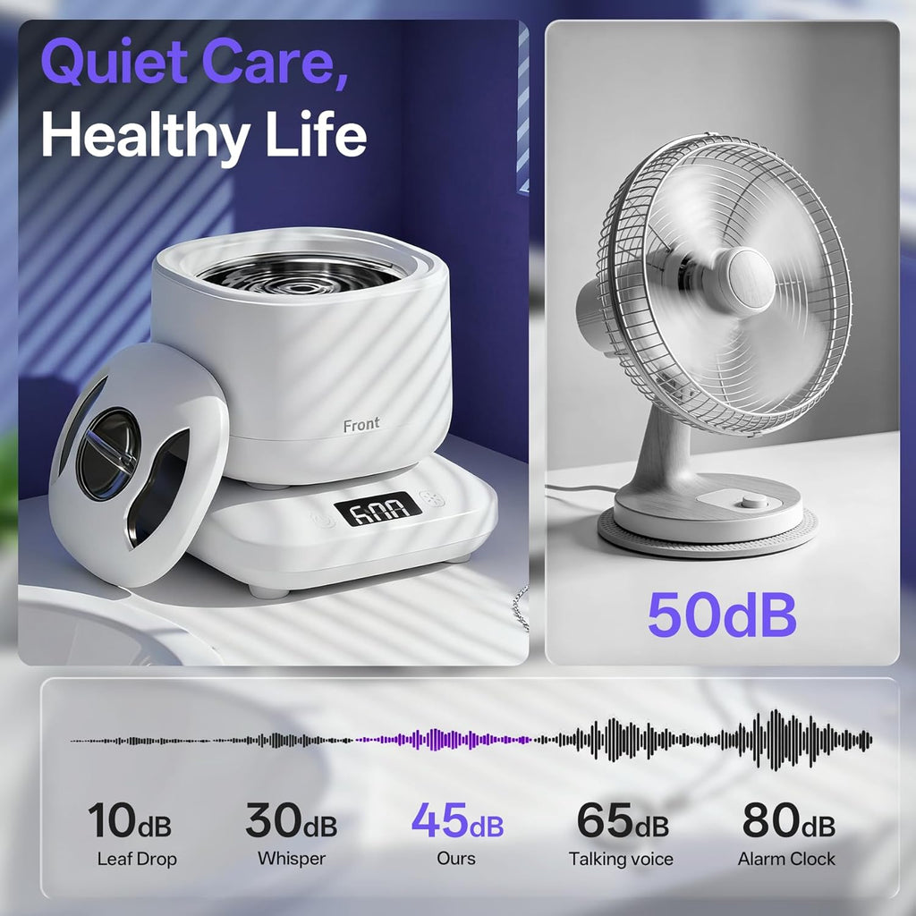 Ultrasonic Jewelry Cleaner with Detachable Tank – 42kHz Deep Cleaning for Rings, Necklaces, Makeup Brushes, UV Light, 4 Modes, Quiet Operation, IPX7 Waterproof – Also Ideal for Retainers & Dentures