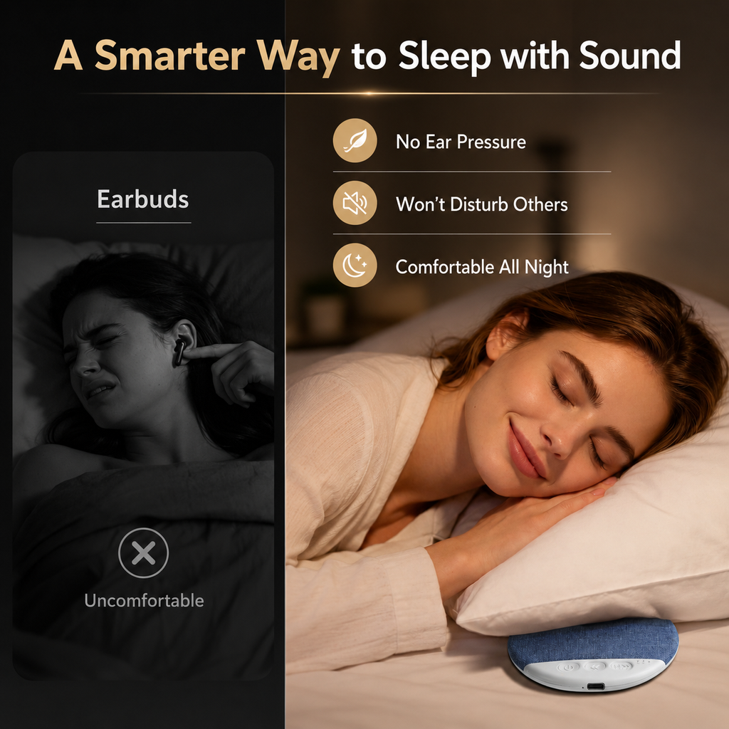 Pillow Speaker for Sleeping, Bluetooth Under Pillow Speaker with White Noise & Sleep Timer, Ultra-Thin Bed Speaker for Side Sleepers, 48H Battery Life for Adult Kids