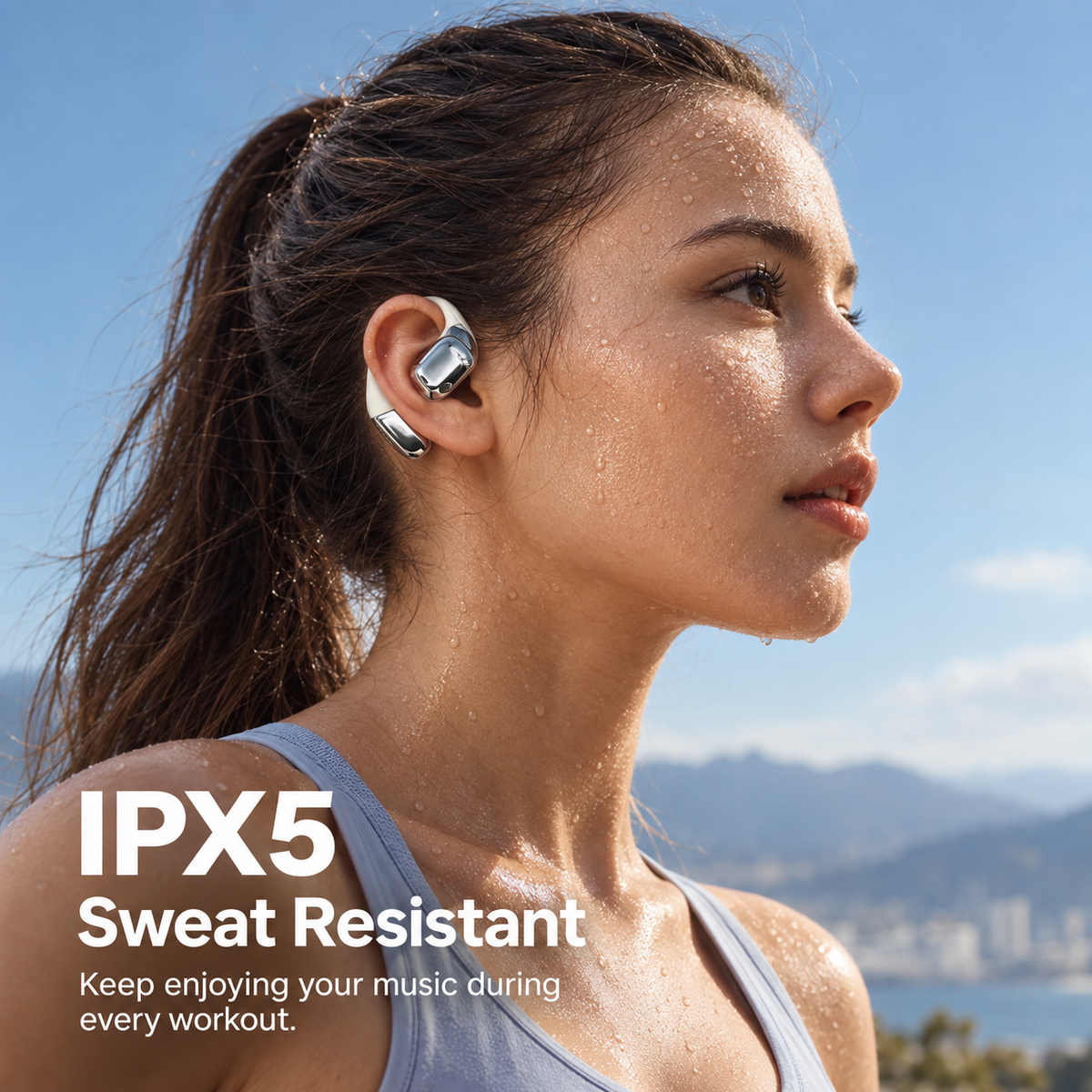 Open Ear Wireless Earbuds, Bluetooth Sports Ear Hook Headphones with 13mm Sound, Clear Calls, Music, IPX5 Waterproof, 50H Battery for Running, Workout, Commuting, Travel & Translation
