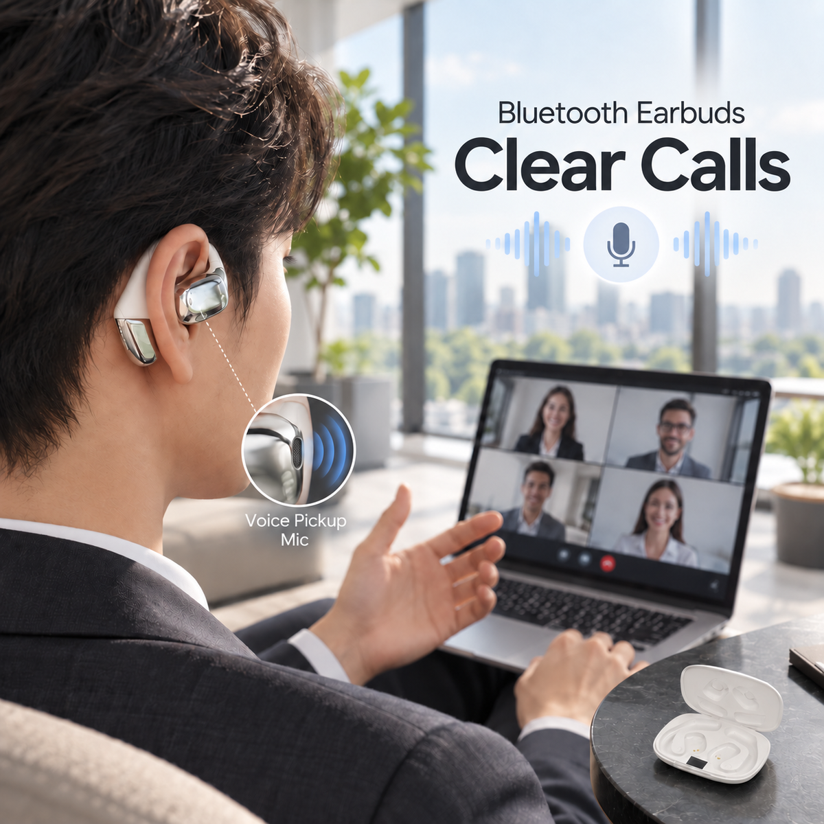 Open Ear Wireless Earbuds, Bluetooth Sports Ear Hook Headphones with 13mm Sound, Clear Calls, Music, IPX5 Waterproof, 50H Battery for Running, Workout, Commuting, Travel & Translation