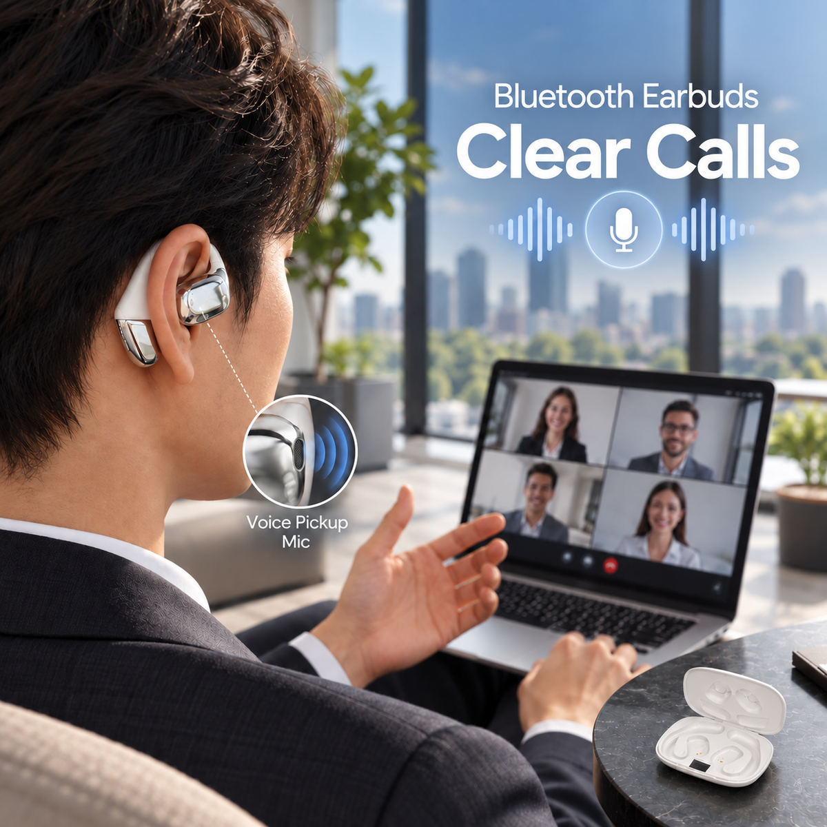 Open Ear Wireless Earbuds, Bluetooth Sports Ear Hook Headphones with 13mm Sound, Clear Calls, Music, IPX5 Waterproof, 50H Battery for Running, Workout, Commuting, Travel & Translation