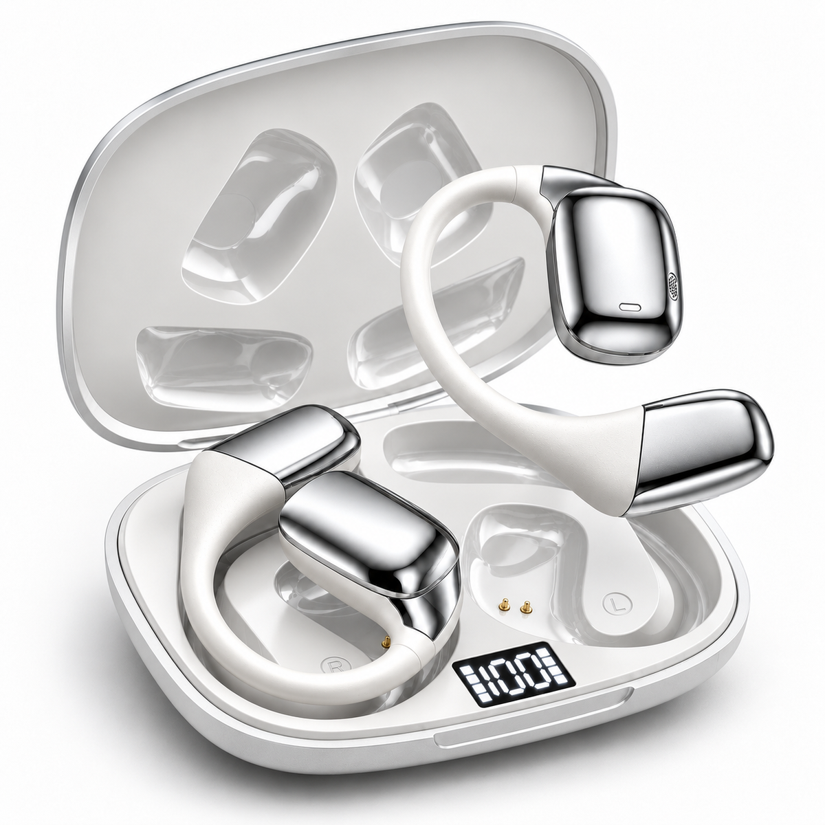 Open Ear Wireless Earbuds, Bluetooth Sports Ear Hook Headphones with 13mm Sound, Clear Calls, Music, IPX5 Waterproof, 50H Battery for Running, Workout, Commuting, Travel & Translation