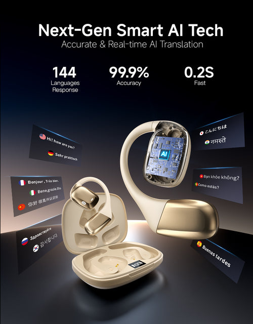 DTIRD AI Translation Earbuds Real Time Interpretation, 144 Language Translator Device, No Subscription Wireless Bluetooth Headphones for Travel & Business