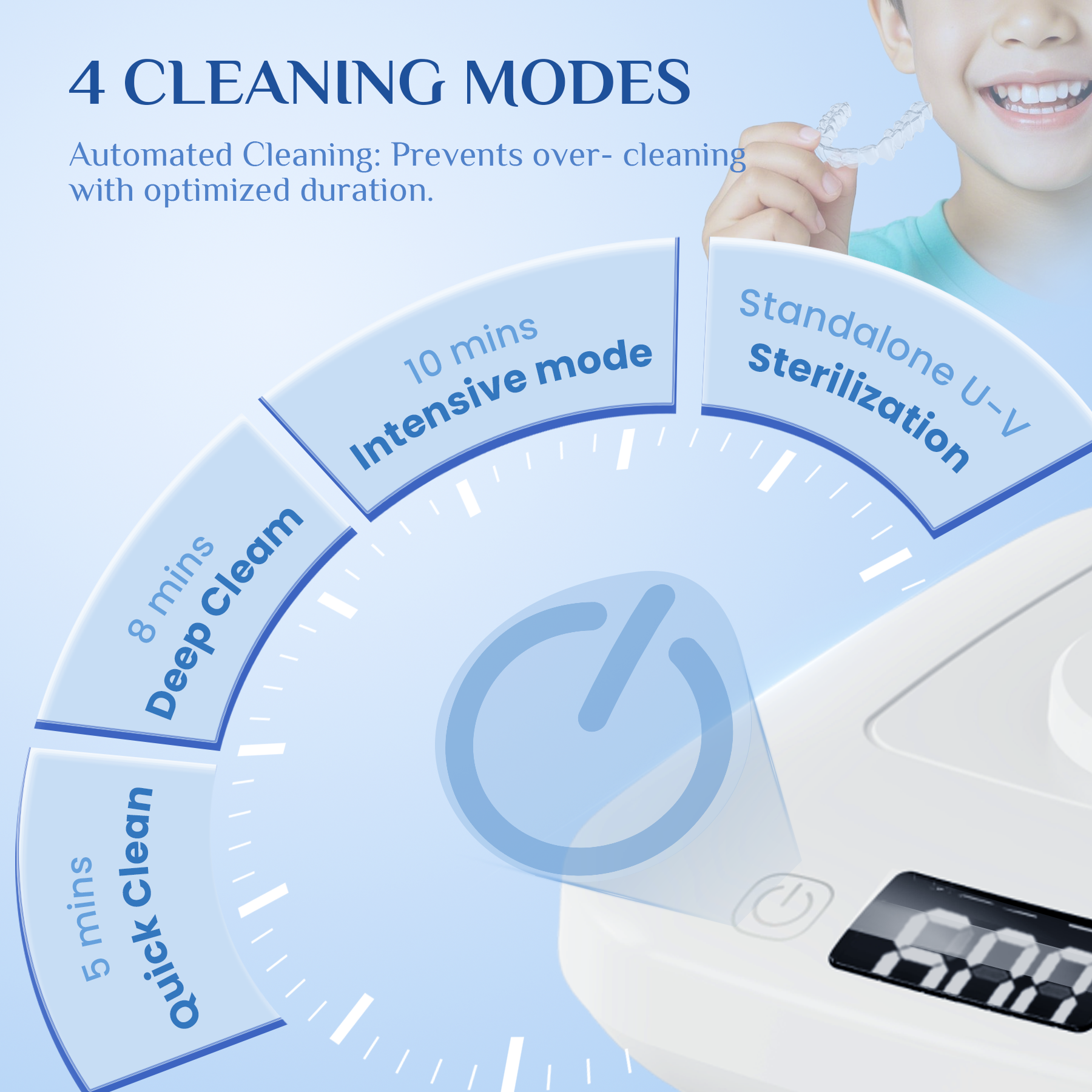 Retainer Cleaner Machine, Jewelry Cleaner Ultrasonic machine for Mouth Guards, Jewelry, Rings, Invisalign Cleaner, Detachable Design with Digital Timer & 4 Cleaning Modes, 2025