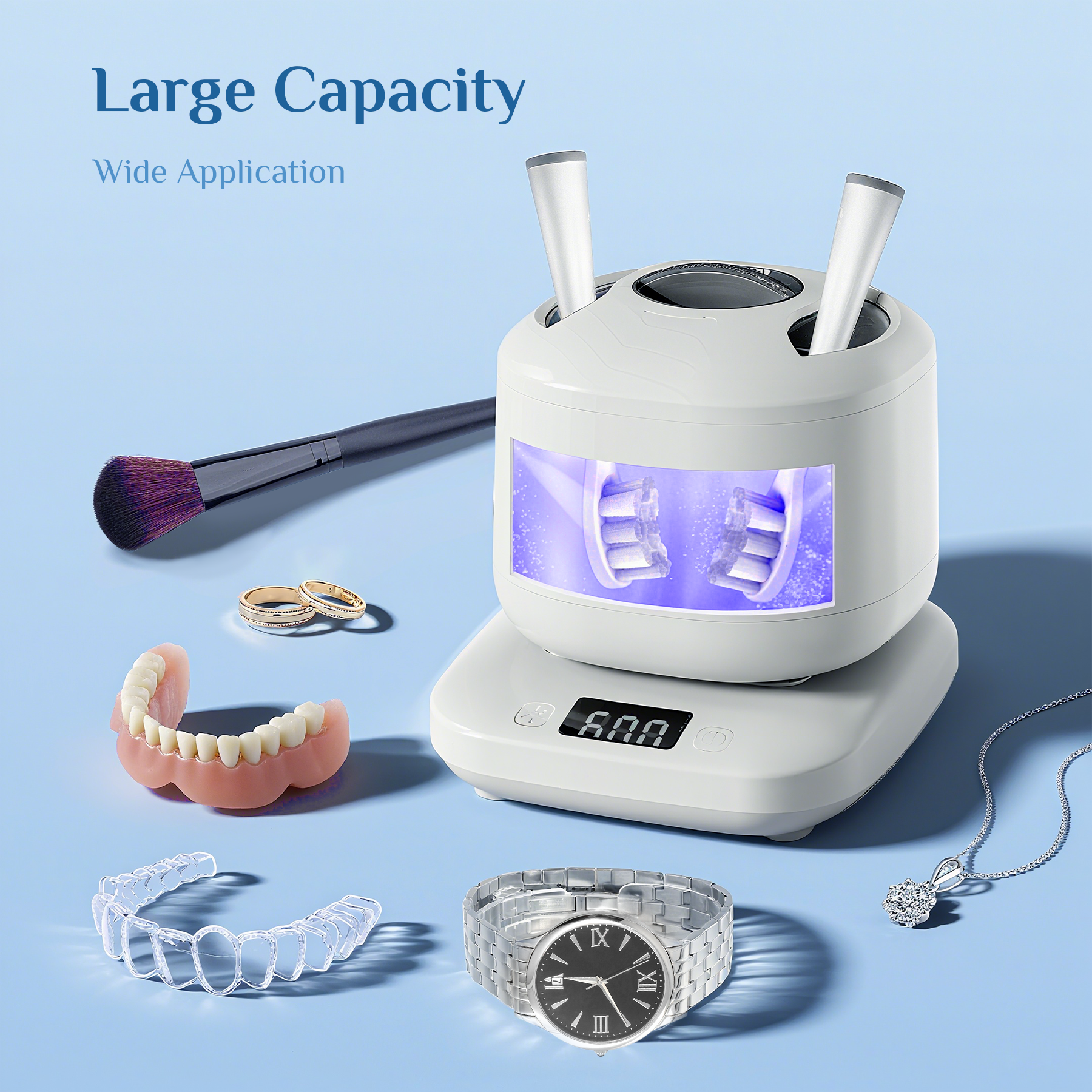 Retainer Cleaner Machine, Jewelry Cleaner Ultrasonic machine for Mouth Guards, Jewelry, Rings, Invisalign Cleaner, Detachable Design with Digital Timer & 4 Cleaning Modes, 2025