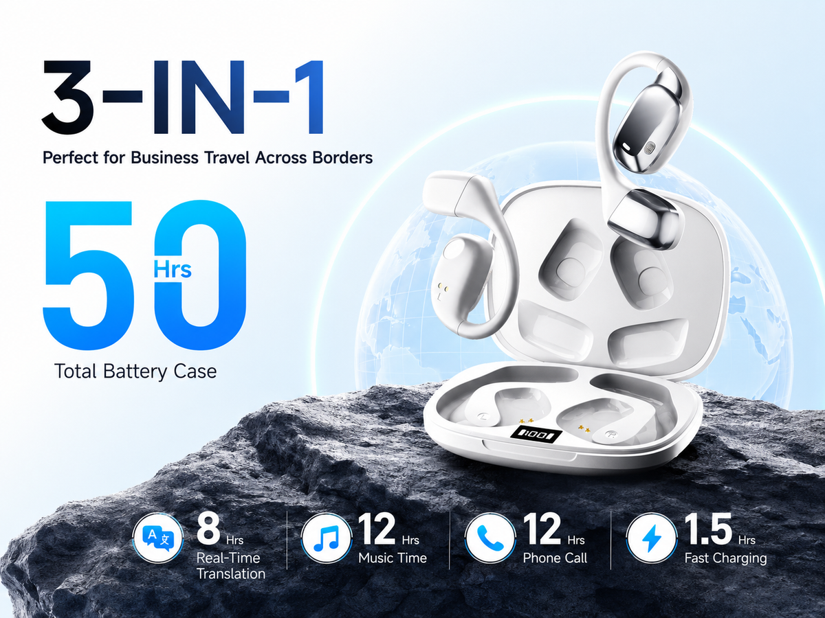 DTIRD AI Translation Earbuds Real Time, Translator Earbuds for 144 Languages, Bluetooth Wireless Headphones, Two-Way translation device , iOS and Android for Travel, Learning
